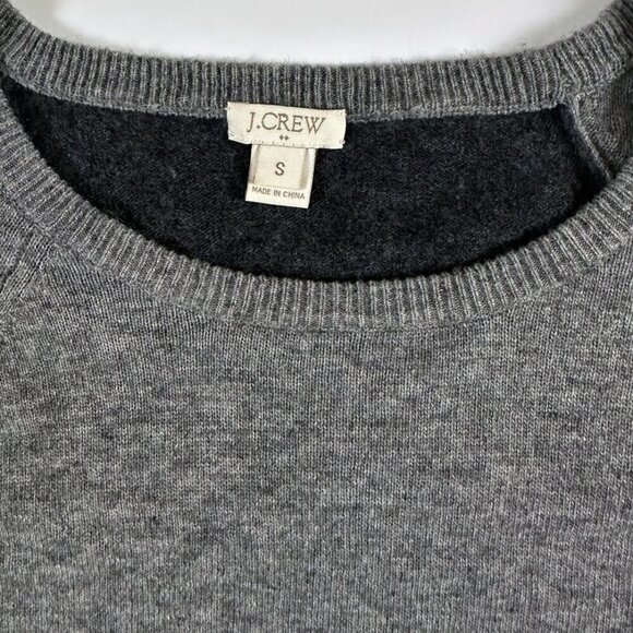 J.Crew Wool Blend Sweater Sz S Layered Gray Contrast Trim Elbow Patch Academia - Picture 4 of 6